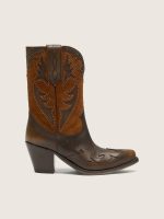 '70 Wish Star low boots in brown leather with heel and micro-studs
