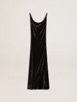 Women's black velvet-effect slip dress