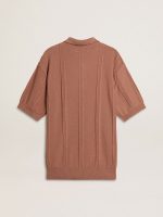 Men's brick-colored polo with embroidered logo. - Image 6