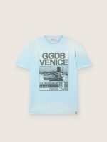 Men's T-shirt in light blue cotton jersey with graphic print