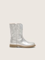 Junior Wish boots in silver metallic leather with star embroidery