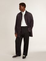 Men's denim jacket with distressed details and leather collar - Image 3