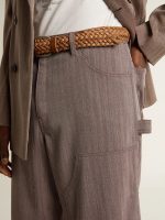 Men's wool blend pants in light brown micro chevron - Image 5