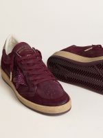Women's Ball Star in burgundy suede with crystal star and metallic leather heel tab - Image 4
