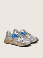 Men's Dad-Star in silver laminated leather and mesh with white leather star and silver heel tab - Image 2