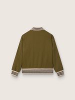 Journey unisex bomber jacket in military-green nylon twill with embroidered patch - Image 2
