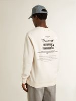 Men's white cotton sweatshirt with print on the back - Image 4