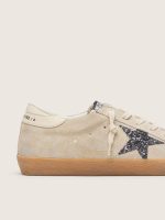 Women's Super-Star in ice-gray suede with silver glitter star and leather heel tab - Image 4