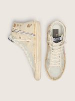 Slide in beige with pink metallic leather star and flash - Image 3