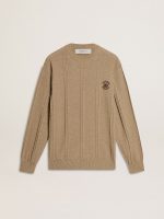 Men's beige sweater with embroidered logo