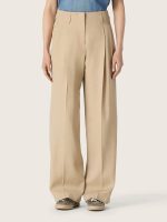 Women's wool gabardine pants in sand - Image 5
