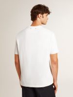 Men's worn-white cotton T-shirt with black lettering - Image 4