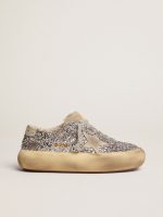 Women's Space-Star shoes in silver glitter with shearling lining