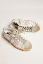 Women's leather Super-Star with pink star and silver heel tab - Image 2
