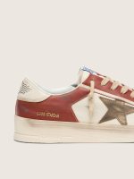 Men's Stardan in white and brick-red leather with olive-green laminated leather star - Image 4