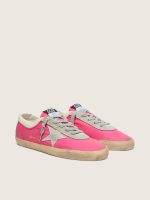Women's Super-Star in neon pink nylon with light gray suede star - Image 2