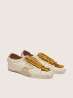 Men's True-Star in white nappa leather with gold foiled leather star and beige suede heel tab - Image 7