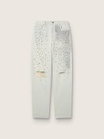 Women's bleached jeans with cabochon crystals