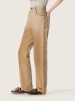 Women's beige cotton jeans with studs - Image 5