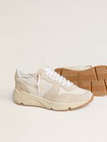 Women's Running Sole in canvas with beige star and platinum metallic leather heel tab - Image 3
