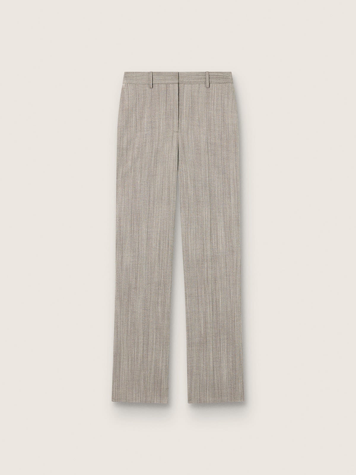 0e1faa4bba7b26cf74aa60a86be723fbf7573e371c20715afc2f242e78681984 Women's pants in gray pinstripe wool blend - Image 1