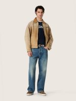Men's T-shirt in blue cotton with Golden print - Image 3