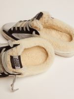 Women's Super-Star Sabot in silver laminated leather with black star - Image 4