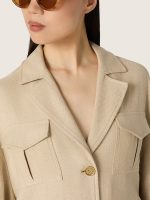Women's safari jacket in beige viscose micro-chevron - Image 4