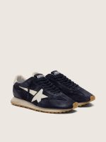 Men's Marathon in blue navy suede with white leather star and heel tab - Image 2