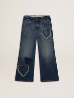 Girls' wide-leg jeans in blue denim