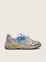 Men's Dad-Star in silver laminated leather and mesh with white leather star and silver heel tab