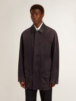 Men's denim jacket with distressed details and leather collar - Image 2