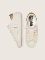 Women's Super-Star in worn white leather with tone-on-tone star - Image 3