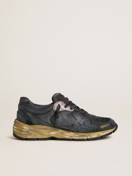 Women's Dad-Star in black naplak and crackle leather with black star and heel tab