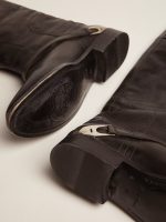 Women's black leather boots with clamp on the heel - Image 4
