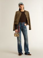 Women's bootcut jeans with a vintage wash and metallic details - Image 3