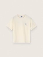 Kids' white cotton T-shirt with silver print