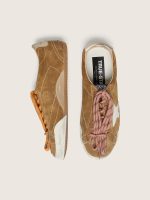 Women's True-Star in tobacco-colored suede with white star and platinum heel tab - Image 4