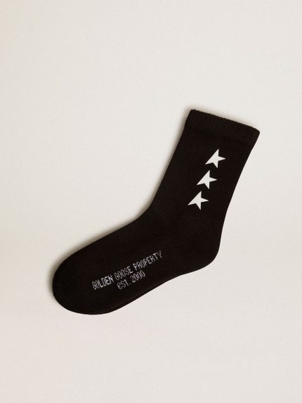 Black socks with contrasting white stars