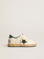 Young Ball Star in white leather with green suede star