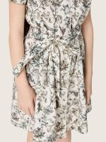 Journey girls' dress in white cotton canvas with green floral print - Image 5