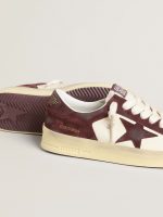 Women's Stardan in white nappa with burgundy suede star and heel tab - Image 3