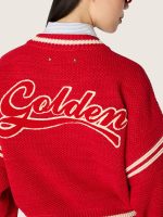 Women's boxy sweater in red cotton with embroidery - Image 4