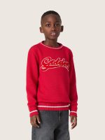 Kids' sweater in red cotton with embroidered logo - Image 5