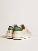 Stardan in white suede and mesh with green leather star and heel tab - Image 4