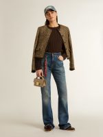 Women's crew-neck sweater in wool blend with gold buttons - Image 3