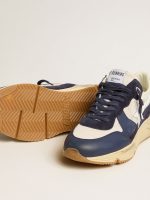 Running Sole in cream mesh and blue leather with a white leather star - Image 4