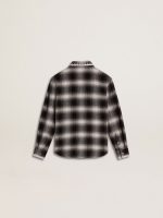 Kids' black and white checked shirt with white embroidery - Image 6