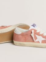 Women's Super-Star in coral suede with white leather star and heel tab - Image 3