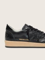 Women's Ball Star in black nappa with black glitter star and suede heel tab - Image 5